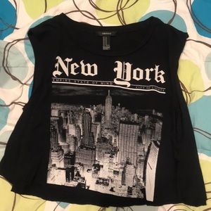 new york graphic cropped tank